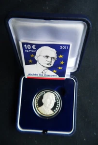 2011 ITALY rare silver COIN 10 Euro PROOF UNC De Gasperi in official BOX - Picture 1 of 3