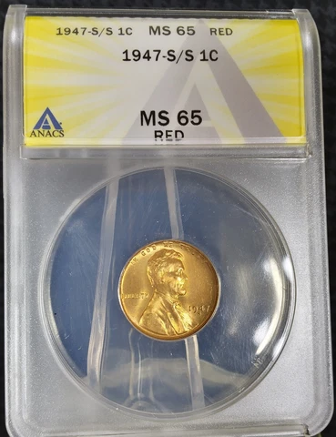1947-S/S REPUNCHED MINTMARK ANACS MS66RED LINCOLN WHEAT CENT ~ MAKE OFFER ~ RARE Cover