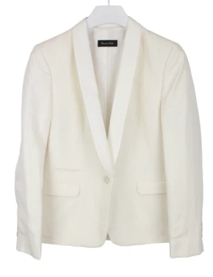 MASSIMO DUTTI 6004 Blazer Women's (EU) 44 Mulberry Silk Linen Lined Shawl Lapel - Image 1 of 4