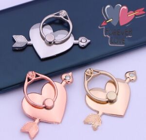 5Pcs 360 Rotation Ring Stand Holder Crystal Heart For iPhone Samsung LG HTC