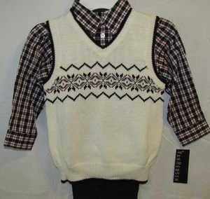 NEW VAN HEUSEN BOYS 3-PIECE SET BUTTON SHIRT SWEATER VEST CORDUROY PANTS 4 5 7 - Picture 1 of 2
