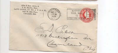 United States entire used U429 Chicago Illinois to Cleveland OH slogan cancel b - Image 1 of 2