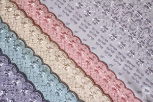 Double Border Scalloped Edge Poly Cotton Fabric - MASSIVE SPRING SALE - Picture 1 of 32