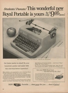 1953 Typewriter Royal Portable Vintage Print Ad Students Parents Office School - Picture 1 of 9
