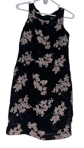 Vintage Michael B Petites Mini Dress Sz 0P Black Pink Floral Y2K 90s Sleeveless - Picture 1 of 6