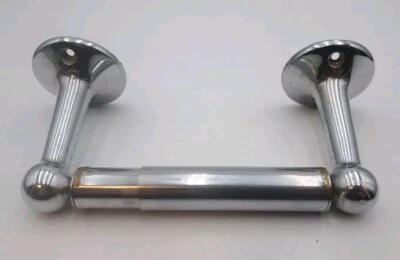 Soporte de papel higiénico antiguo/vintage niquelado victoriano Art Deco  Foto 1 de 4