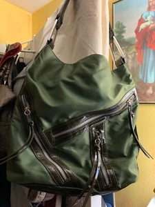 Green & Brown Hobo Handbag with animal print inside - Picture 1 of 4