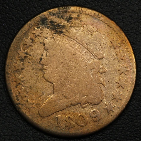 1809/6 9 Over Inverted 9 Classic Head Copper Half Cent - Cleaned Cover