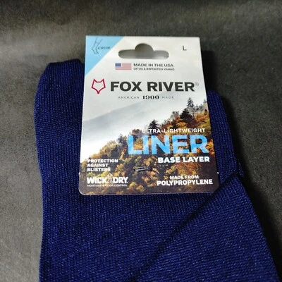 Calcetín Fox River Liner Alturas ULW Crew para hombre L 9-11,5 azul marino 4478 mecha seca Foto 1 de 4