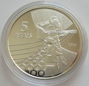 Brazil 5 Reais 2014 Olympics Rio de Janeiro Bossa Nova Silver - Picture 1 of 2