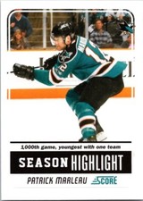 2011 Panini - Score #12 Patrick Marleau - Season Highlight