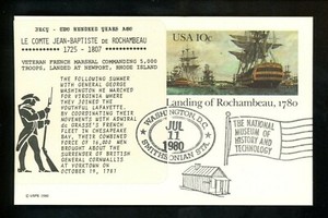US FDC #UX84 LGS Label 1980 DC Smithsonian Rochambeau Landing Card Unofficial