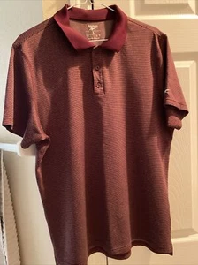 Reebok Polo Golf Burgundy Men’s Size L Workout Ready Striped Shirt - Picture 1 of 5