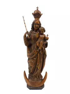 Madonna mit Kind auf Mondsichel handgeschnitzt Zirbel Holz Bildhauer R. Sadei - Bild 1 von 21
