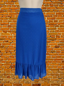 BNWT WOMENS NEXT UK 10 COBALT BLUE DOBBY OCCASION LONG FLARE CASUAL PARTY SKIRT - Picture 1 of 4