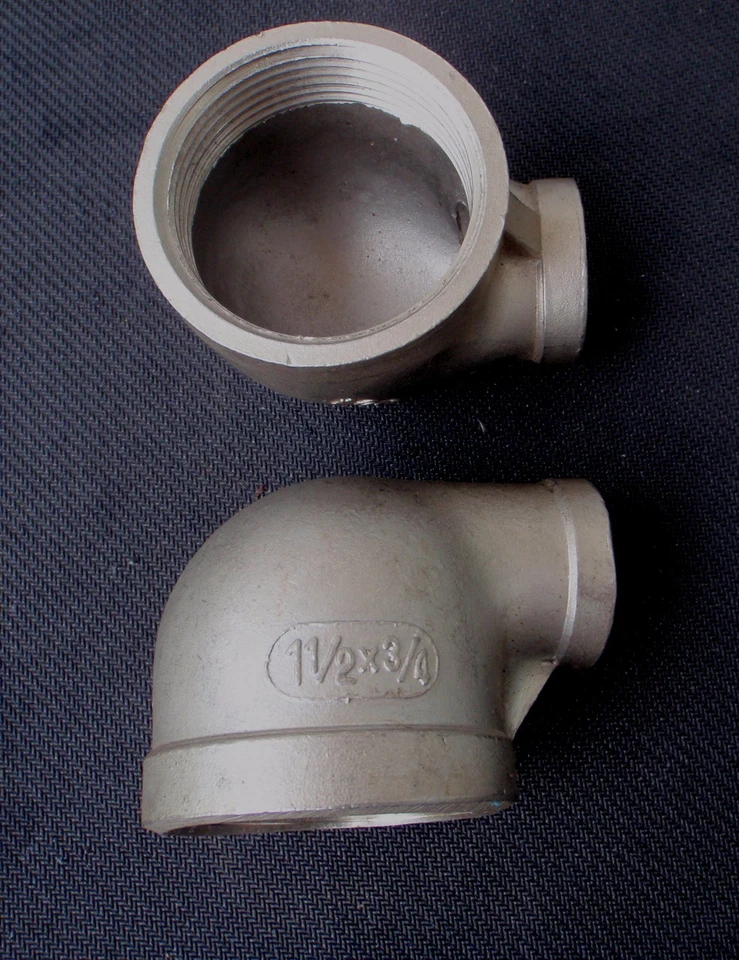 STAINLESS STEEL ELBOW 90 REDUCER 1 1/2" - 3/4" NPT PIPE RE-150-075 - Image 1 of 1