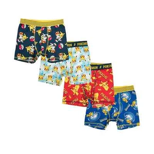 Boy's Pokemon Pikachu Mew Cute Licensed Cartoon Boxer Brief Underwear - 4 Pack - Picture 1 of 5