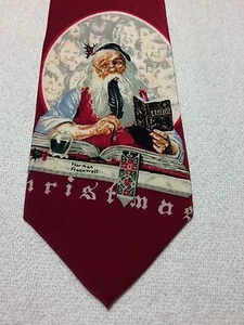NORMAN ROCKWELL MENS TIE CHRISTMAS SANTA CLAUSE EXPENSE 4 X 58 NWOT - Picture 1 of 4