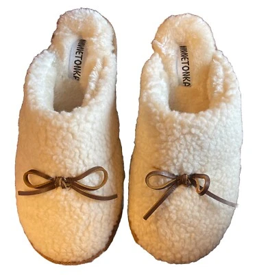 Auténtica Zapatilla MINNETONKA Flurry Scuff Imitación Piel Crema Talla 10M NUEVA 🌻 Foto 1 de 4