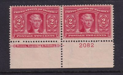 1904 Sc 324 Louisiana Purchase 2c MHRs full OG plate number & imprint pair (ZD - Image 1 of 2