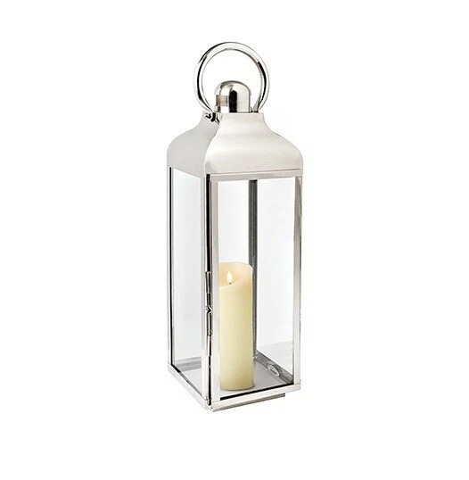 Metal and Glass Lantern Silver Stainless Steel Candle 67cm The Sophie Lantern - Image 1 of 1