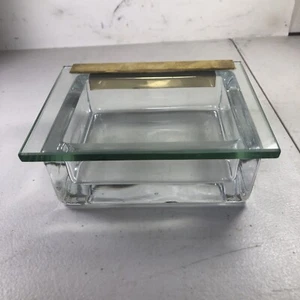 Vintage Heavy Thick Glass Trinket Jewerly Box 5 X 4 Rectangle - Picture 1 of 12