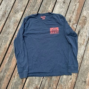 Reef Surf Y2K Long Sleeve T Shirt Mens M Navy/red Graphic Print - Picture 1 of 3