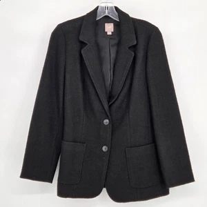 J.Jill Womens Small Oversized Wool Blend Two Button Blazer Jacket Textured Black - Picture 1 of 4