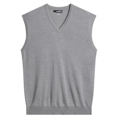 Chaleco de Golf J.Lindeberg Hombres Liam Tejido Gris Melange - FW23 Pequeño NUEVO Foto 1 de 4
