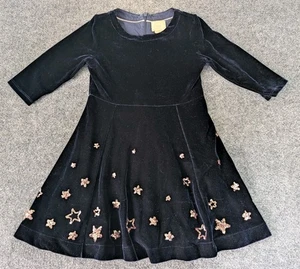 Mini Boden Velvet Dress Girls Sz 5-6Y Sequined Stars Festive Sparkle Blue - Picture 1 of 7