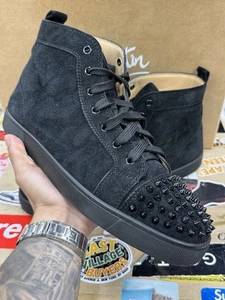Christian Louboutin Lou Spikes Flat Suede Sneakers Mens Size 44 - U.S 11 - Picture 1 of 13