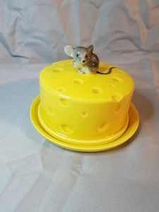 Vintage Keramik Lefton Maus Runde Käseschale Teller Gelb mit Deckel Sehr guter Zustand Japan - Bild 1 von 9