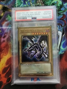 Yugioh PSA 10 GEM MT Red-Eyes Black Dragon MAGO-EN003 Gold Rare 1st Ed - Picture 1 of 2