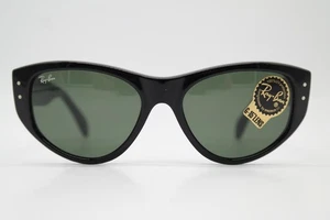 Vintage Sunglasses Ray Ban RB 4152 601 Black Silver Oval Sunglasses Glasses - Picture 1 of 6