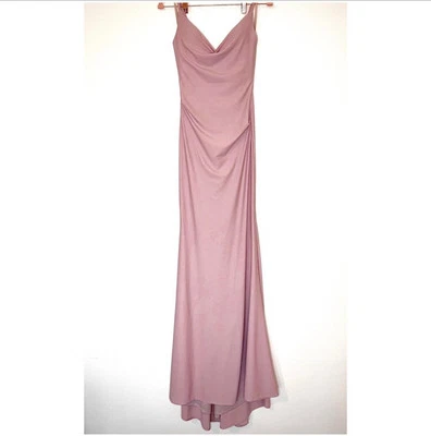 La Femme 30626 Mauve Pink Cowl V-Neck Jersey Mermaid Gown Size 4 NWT Formal Prom - Image 1 of 4