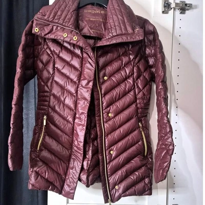 Bagatelle Burgundy Chevron Quilted Lightweight Packable Jacket Women Size Small - Image 1 of 4