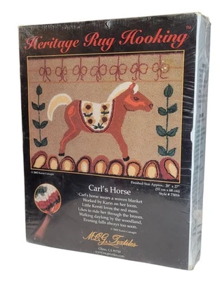 Vintage Heritage Rug Hooking Kit Carl's Horse New Sealed Yarn 20" x 27" #73016 - Image 1 of 4