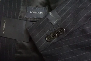 Tombolini Azul Oscuro Rayas Lana 2 Piezas Traje Chaqueta Pantalones 40R TOTALMENTE NUEVO - Imagen 1 de 11