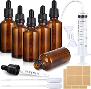 6 Pz 50 Ml Boccette In Vetro Contagocce, Flaconi, Bottiglie Profumi Con Pipette - Foto 1 di 8