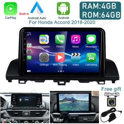 For 2018-2020 Honda Accord Radio Apple CarPlay Android 13 Car Stereo GPS FM WIFI - Image 1 of 4