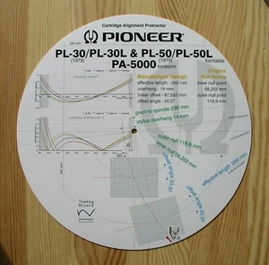 Pioneer PL-30/PL-30L, PL-50/PL-50L & PA-5000 Tonearm Stylus Alignment Protractor - Picture 1 of 8