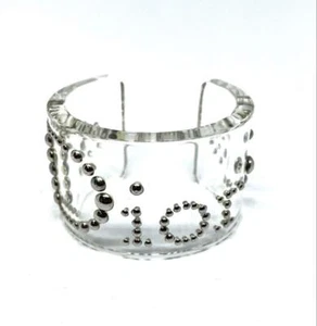 Christian Dior Clear Stud Logo Bracelet Bangle Circumference 18cm Accessory - Picture 1 of 9