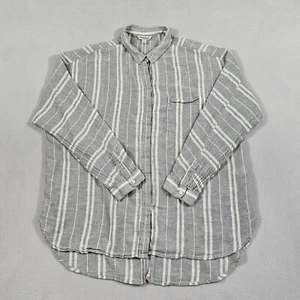 Lucky Brand Shirt Womens XL Striped Classic Long Sleeve Button Up Casual Linen - Picture 1 of 9