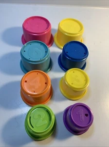The First Years Stack & Count Stacking Cups Colorful Baby Water Toys set of 8 - Picture 1 of 12