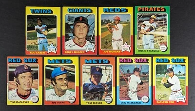 1975 Topps Baseball Lot 9 Cards Tom Seaver Carlton Fisk - Image 1 of 3