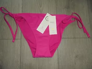 M&S MARKS & SPENCER PINK SUN SMART TIE-SIDE BIKINI BOTTOMS UK SIZE 12 - Picture 1 of 3