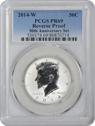 2014-W Silver Kennedy Half Dollar Reverse PR69 PCGS Cover