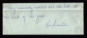 Ken Silvestri SIGNIERT "CUT" Short Note 1941 1946 1947 New York Yankees WWII ARMY - Bild 1 von 1