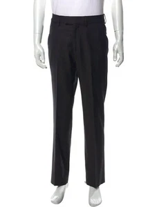 Louis Vuitton Uniform Charcoal Wool Flat Front Slim Straight Dress Pants 50 - Picture 1 of 3