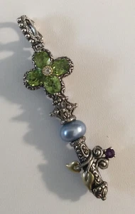 Barbara Bixby 925 Sterling Silber 18k Gelbgold Peridot Multistone Schlüssel Anhänger - Bild 1 von 10
